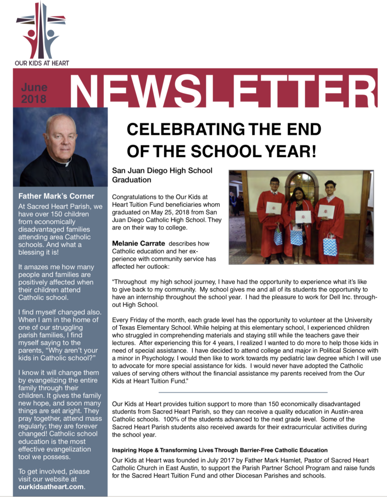 Our Kids at Heart June 2018 Newsletter